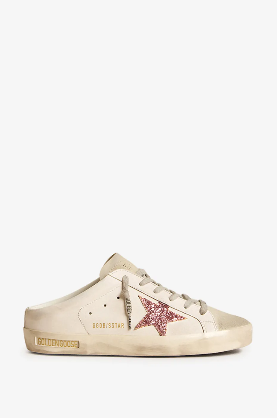 Niedrige Ledersneakers mit Glitterstern Super-Star Sabot