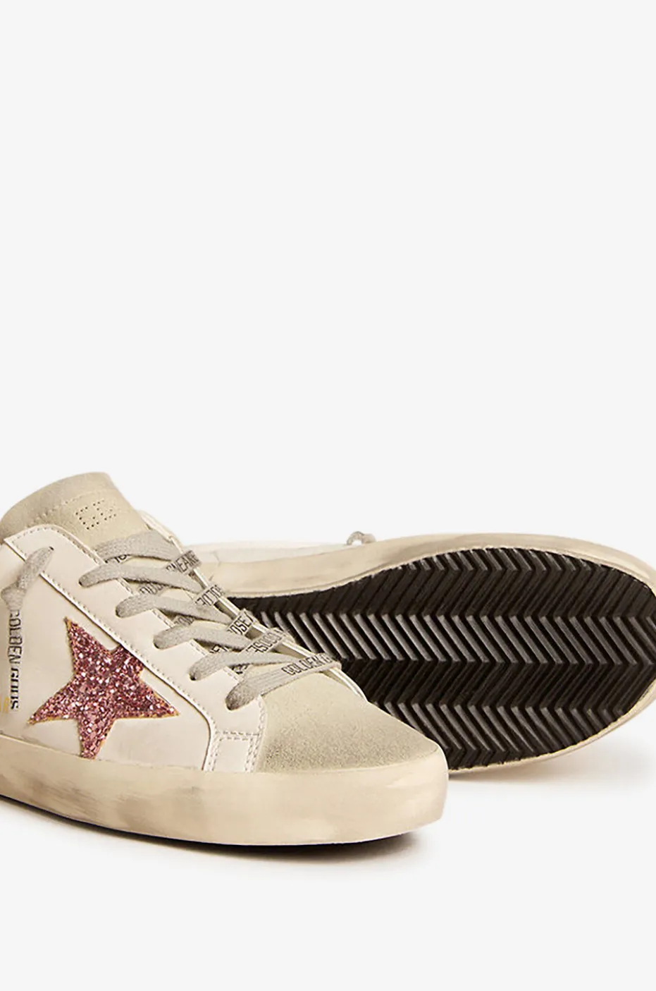 Niedrige Ledersneakers mit Glitterstern Super-Star Sabot