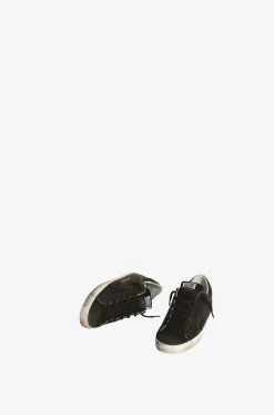 Niedrige Nappa- und Wildledersneakers mit Glitter Super Star