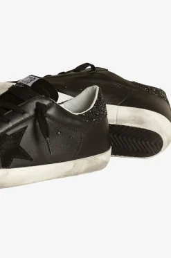 Niedrige Nappa- und Wildledersneakers mit Glitter Super Star