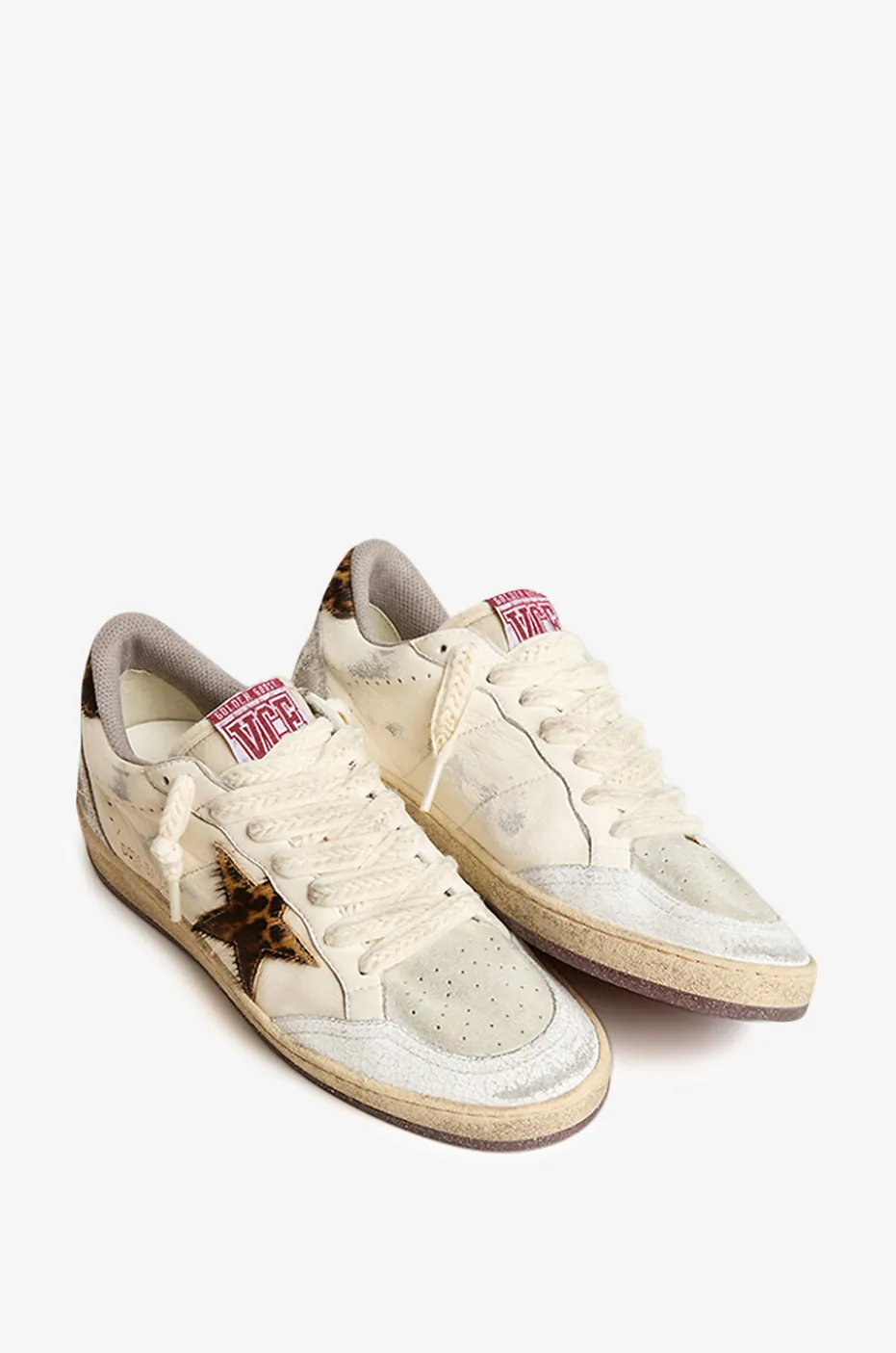 Niedrige Nappaledersneakers mit Leoparden-Stern Ballstar