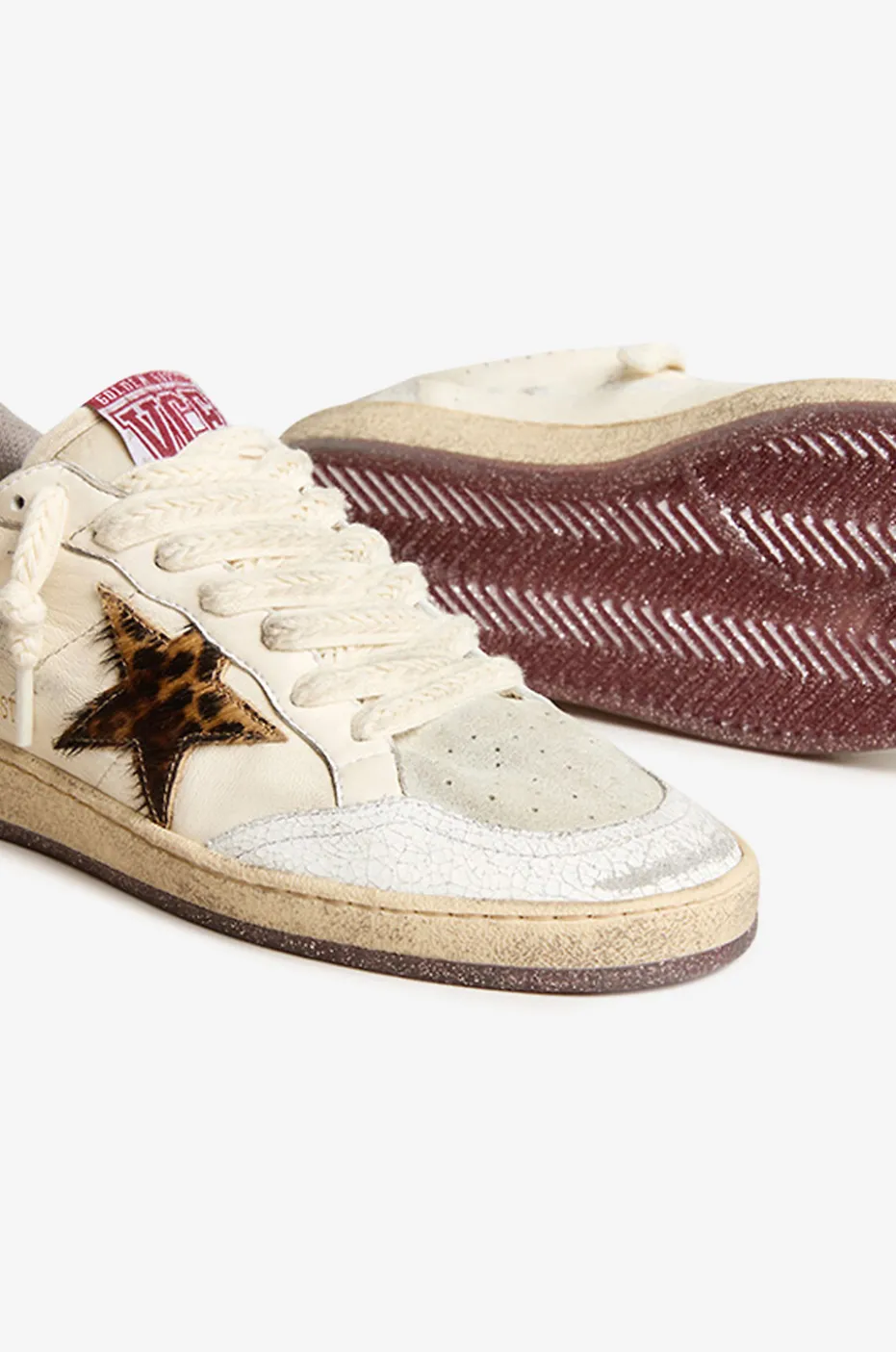 Niedrige Nappaledersneakers mit Leoparden-Stern Ballstar