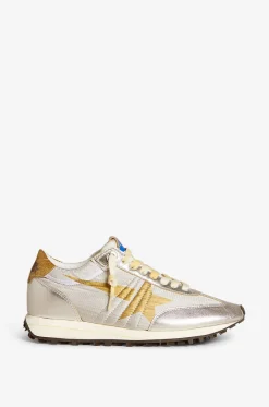 Niedrige Ripstop-Sneakers mit Metallic-Leder Marathon