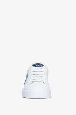 Niedrige Schnürsneakers aus Leder und Denim Portofino Light
