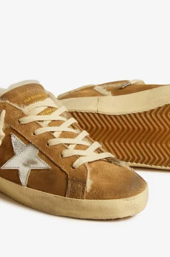 Niedrige Shearling- und Metallic-Leder-Sneakers Super-Star