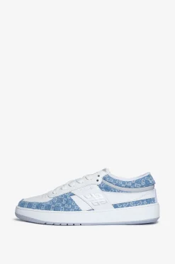 Niedrige Sneakers aus Denim und Leder 4G