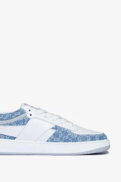 Niedrige Sneakers aus Denim und Leder 4G