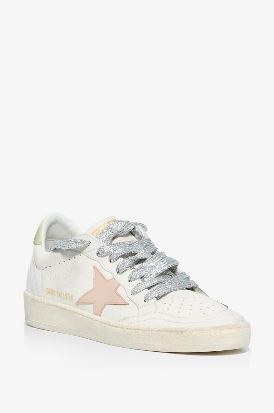 Niedrige Sneakers aus genarbtem Leder mit rosa Stern Ball Star