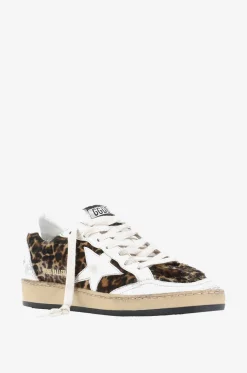 Niedrige Sneakers aus Leo-Kalbshaarleder Ball Star