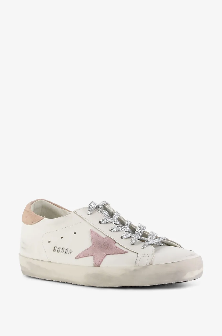 Niedrige Sneakers mit rosa Stern und silbernen Schnürsenkeln Super-Star