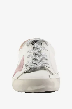 Niedrige Sneakers mit rosa Stern und silbernen Schnürsenkeln Super-Star