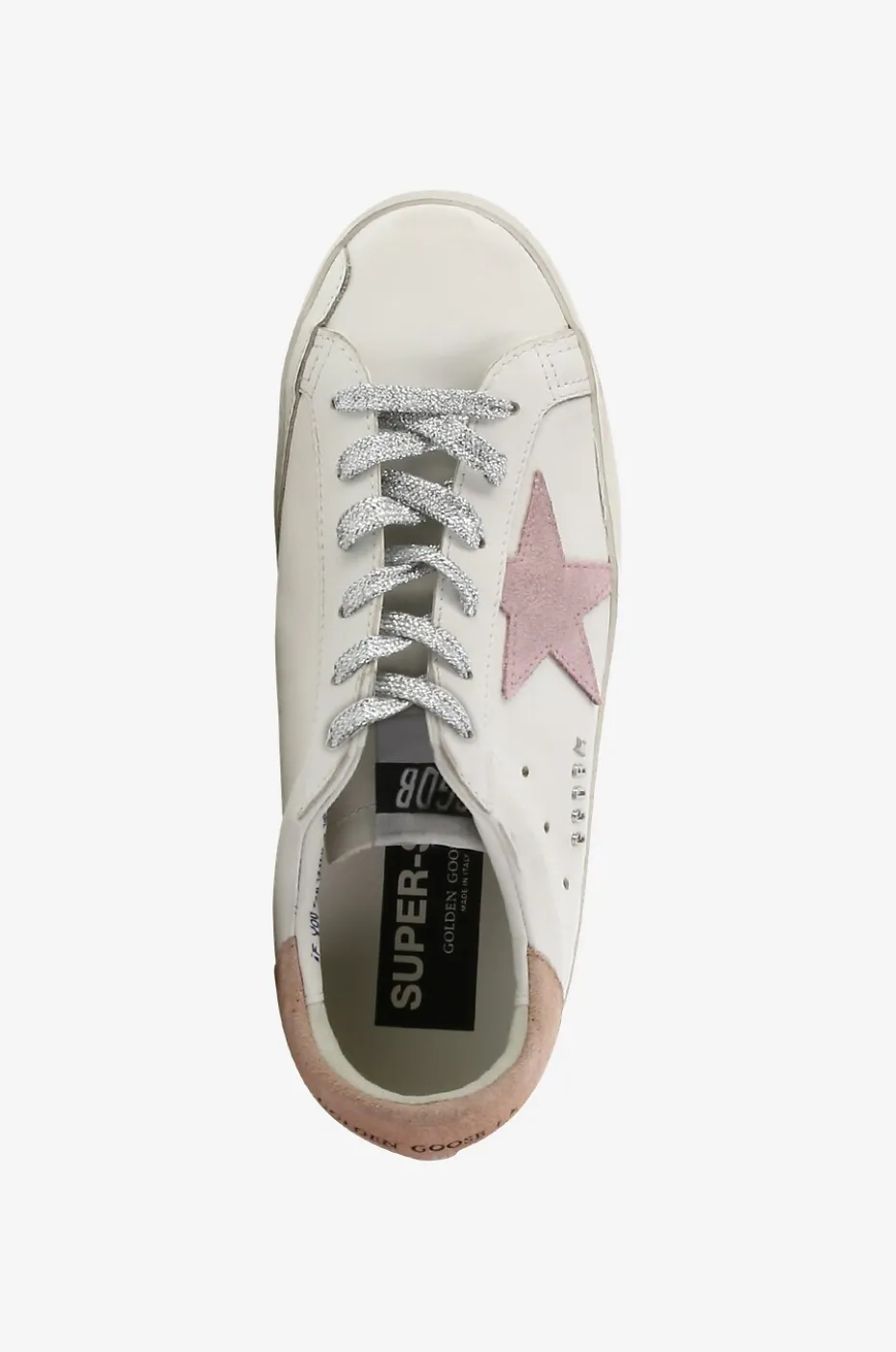 Niedrige Sneakers mit rosa Stern und silbernen Schnürsenkeln Super-Star