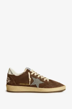Niedrige Used-Look-Wildledersneakers mit Glitterstern Ball Star