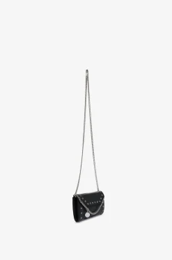 Nietenbesetzte Brieftasche mit Kettengurt aus Kunstwildleder Falabella Continental