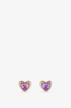 Ohrstecker aus Gelbgold und Saphir Mini Heart