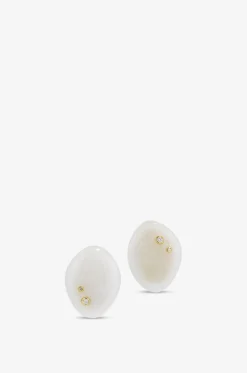Ohrstecker aus weissem Jaspis und Diamanten Venus