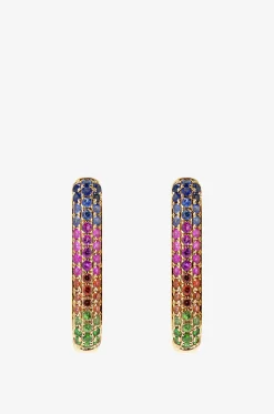 Ovale Gelbgoldcreolen Rainbow Sapphire