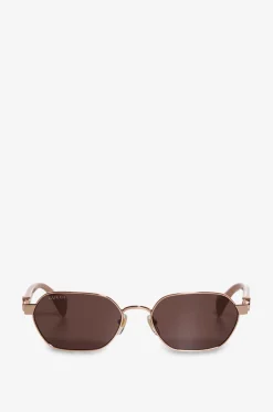 Ovale roségoldene Metallsonnenbrille GG