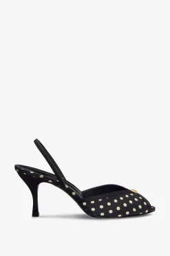 Peeptoe-Pumps aus getupfter Seide Paula 75