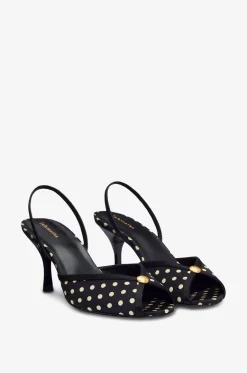Peeptoe-Pumps aus getupfter Seide Paula 75