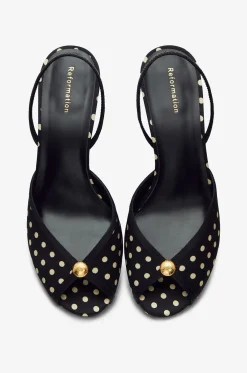 Peeptoe-Pumps aus getupfter Seide Paula 75