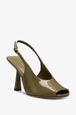 Peep-Toe-Slingback-Pumps aus Lackleder Val 85
