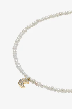 Perlenkette mit Gold-Mond mit Diamanten Baby Potato