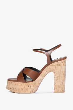 Plateausandalen aus Glattleder Bianca 80