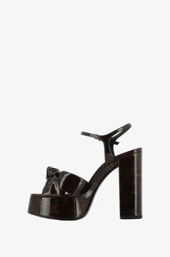 Plateau-Sandalen aus Leoparden-Lackleder Bianca 85