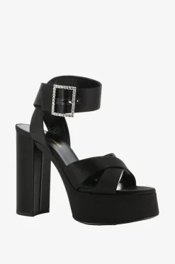 Plateausandalen aus Satin Bianca 85