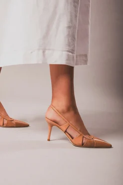 Pumps mit Fersenriemchen aus Leder Savona 75