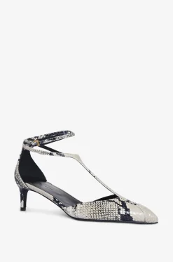 Pumps mit T-Riemen aus Leder in Python-Optik Mia 45