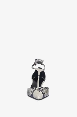 Pumps mit T-Riemen aus Leder in Python-Optik Mia 45