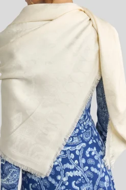 Quadratisches Halstuch aus Seiden- und Wolljacquard Aida Paisley