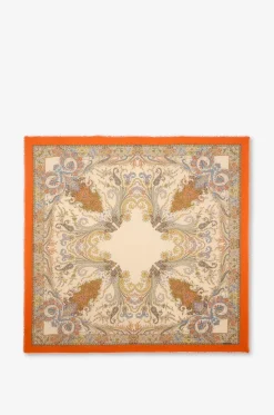 Quadratisches Halstuch aus Baumwollmischgewebe mit floralem Paisley-Print
