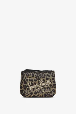 Rechteckige Seidenclutch mit Tiermuster Aline
