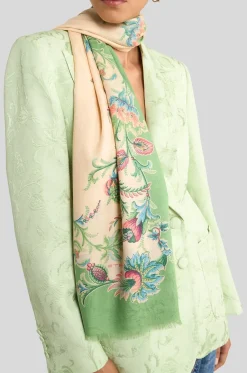 Rechteckiger Schal aus Modal und Baumwolle mit Blumenmuster