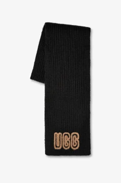 Rechteckiger Strickschal mit gesticktem Logo
