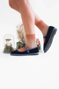 Riemchenballerinas aus Baumwollsamt Montague