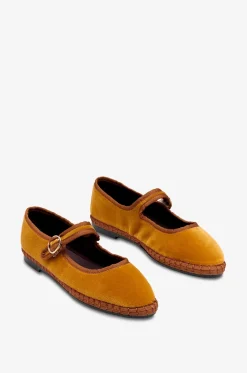 Riemchenballerinas aus Baumwollsamt Amaranta