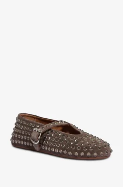 Riemchenballerinas aus Wildleder und Strass