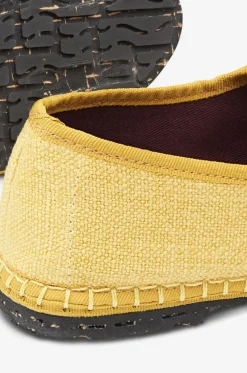 Riemchenballerinas mit runder Kappe aus Leinencanvas Zuihitsu