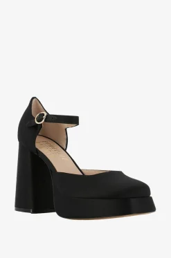 Riemchen-Plateau-Pumps aus Satin Mira 105