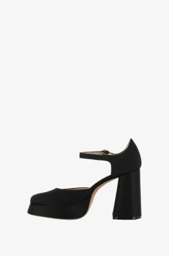 Riemchen-Plateau-Pumps aus Satin Mira 105