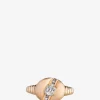 Ring aus gebürstetem Roségold und Diamanten Pinky