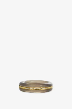 Ring aus grauem Achat und Gold mit Diamanten Essential Gem Stacking
