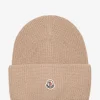 Rippstrickmütze aus Schurwolle mit Umschlag und Logo