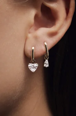 Roségold-Creolen mit Diamanten Allday Polished Huggies Jumbo Heart Drop