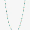 Roségold-Halskette mit Harzperlen und Diamanten Petit Kosmos Turquoise - 42 cm