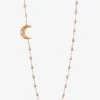 Roségold-Halskette mit Harzperlen und Diamant Lune Opale - 42 cm